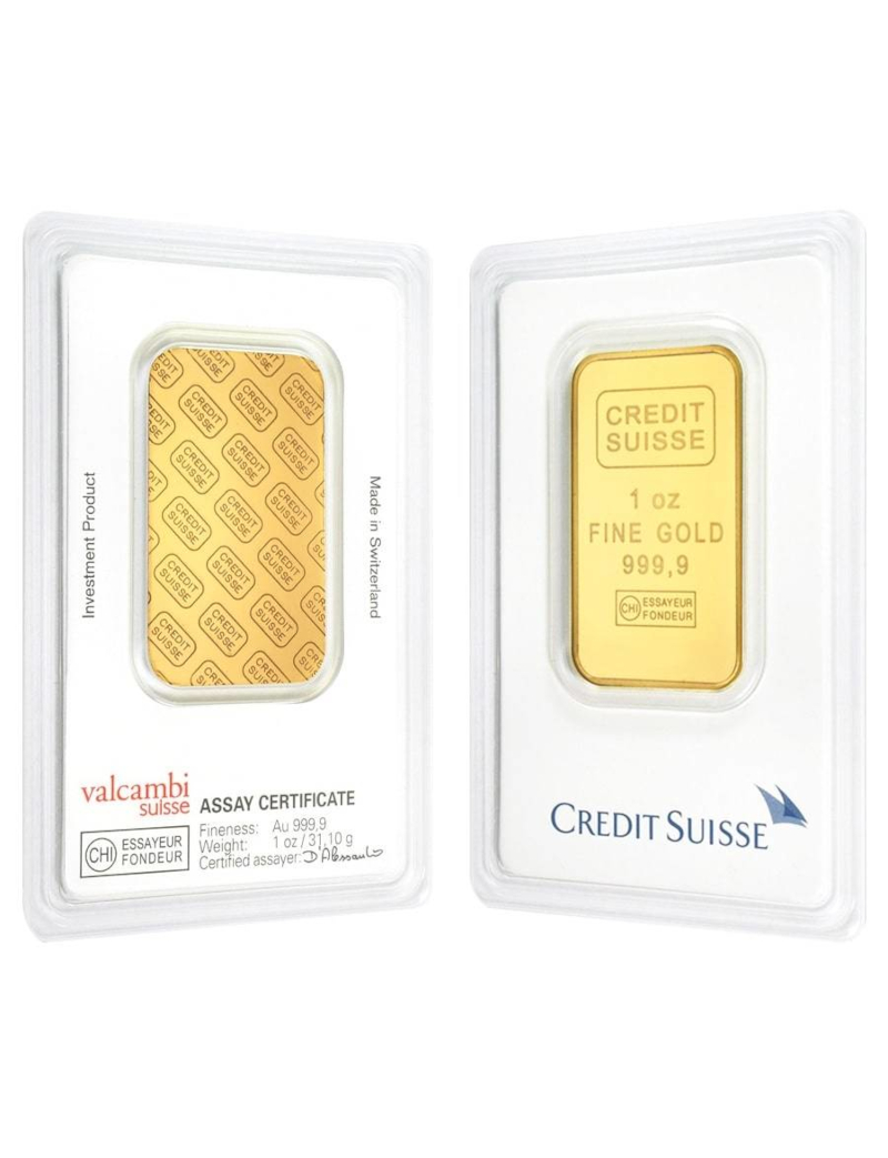 1 oz Credit Suisse .9999 Gold Bar w/ Assay 1 oz Credit Suisse .9999 Gold Bar w/ Assay