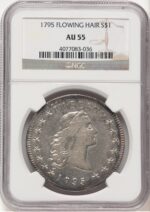 1795 Flowing Hair Three Leaves Early Dollar NGC AU55