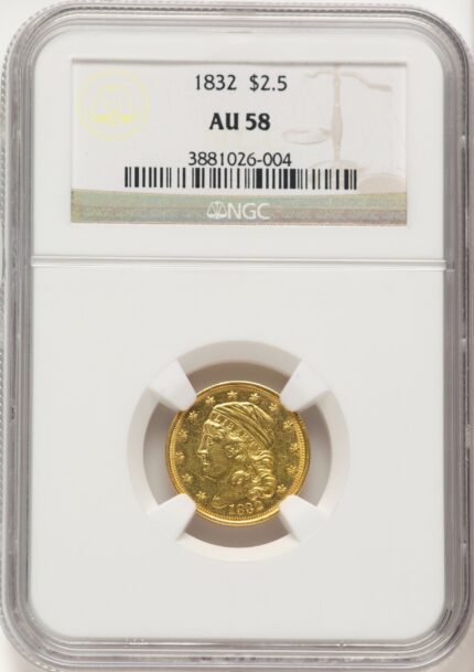 1832 $2.50 BD-1 Early Quarter Eagle NGC AU58