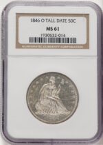 1846-O 50C Tall Date Seated Half Dollar NGC MS61