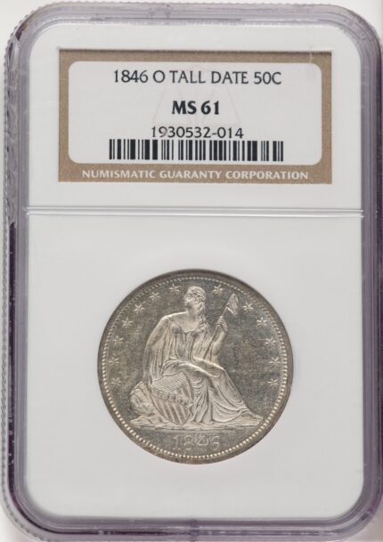 1846-O 50C Tall Date Seated Half Dollar NGC MS61