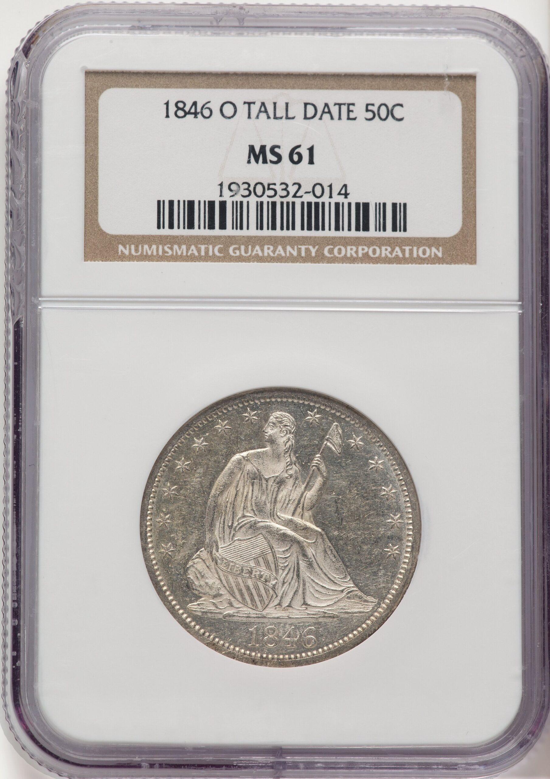 1846-O 50C Tall Date Seated Half Dollar NGC MS61 1846-O 50C Tall Date Seated Half Dollar NGC MS61