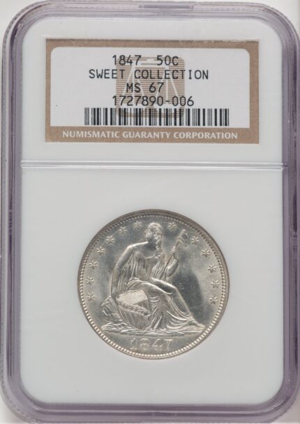 1847 50C Seated Half Dollar NGC MS67