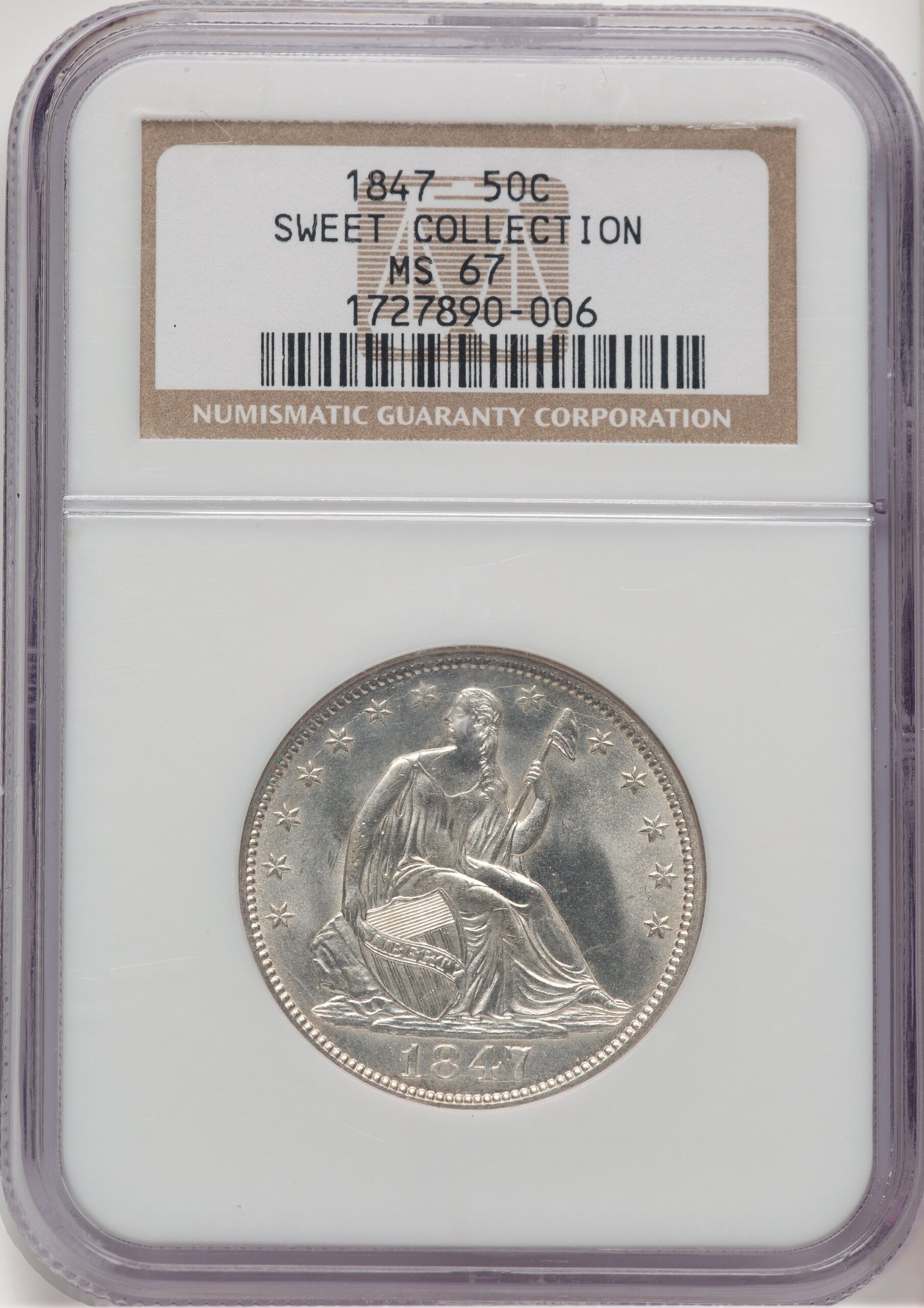 1847 50C Seated Half Dollar NGC MS67 1847 50C Seated Half Dollar NGC MS67