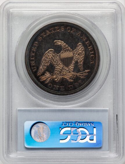 1853 Restrike CA Proof Seated Dollar PCGS PR64