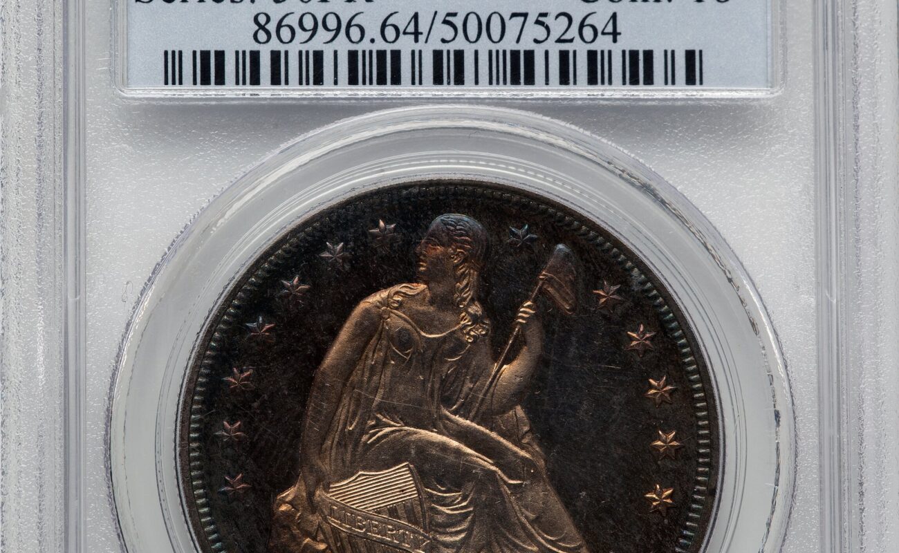 1853 Restrike CA Proof Seated Dollar PCGS PR64