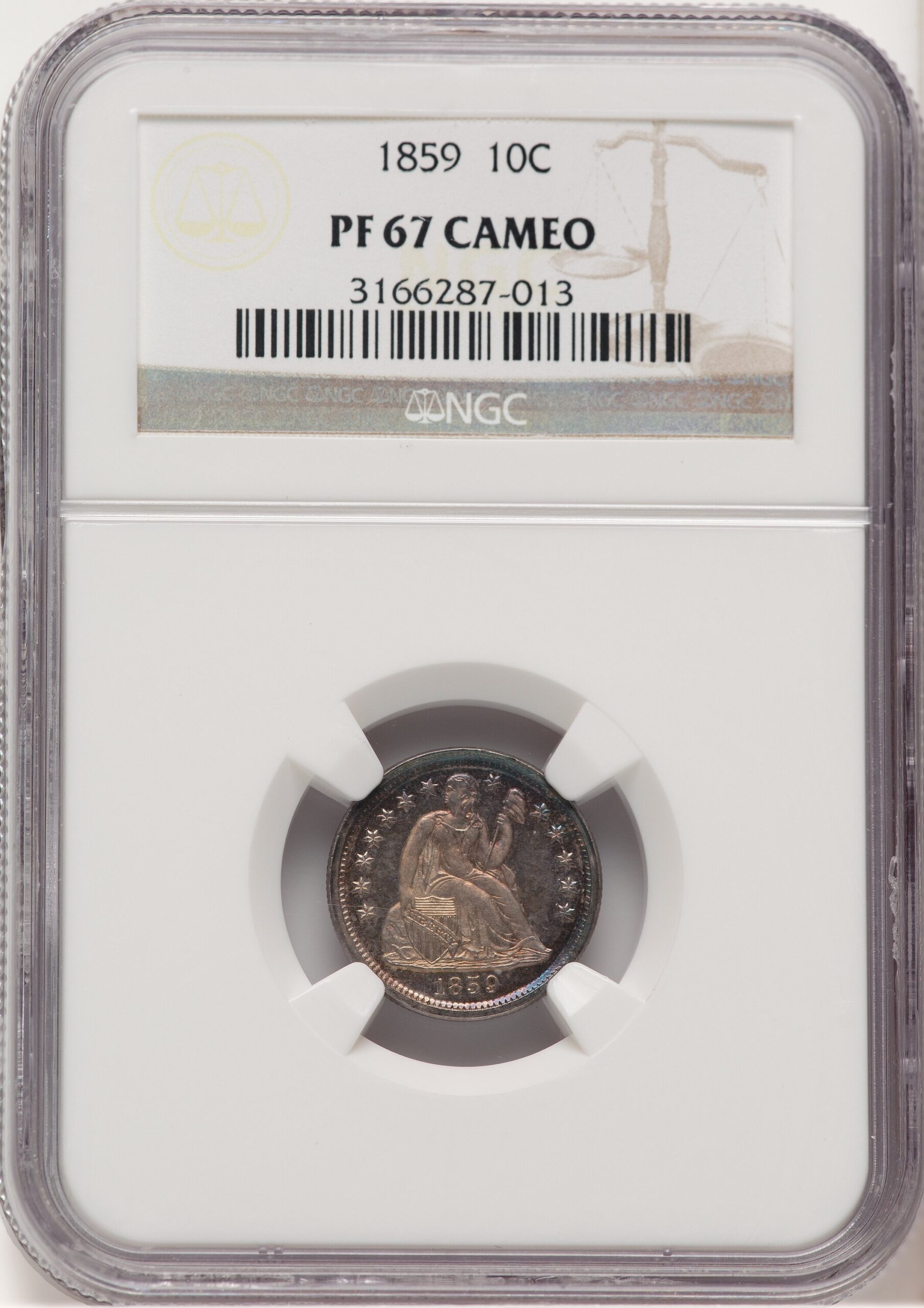 1859 10C CA Proof Seated Dime NGC PR67 1859 10C CA Proof Seated Dime NGC PR67