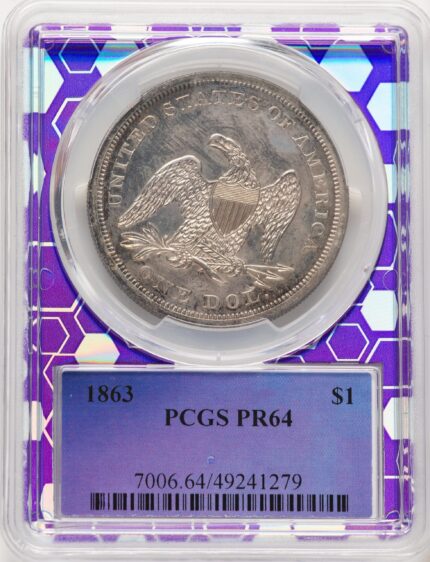 1863 Proof Seated Dollar PCGS PR64