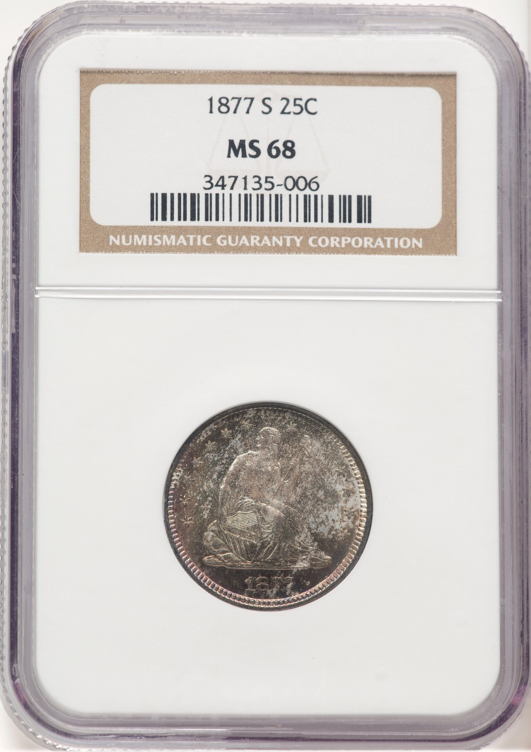 1877-S 25C Seated Quarter NGC MS68 1877-S 25C Seated Quarter NGC MS68