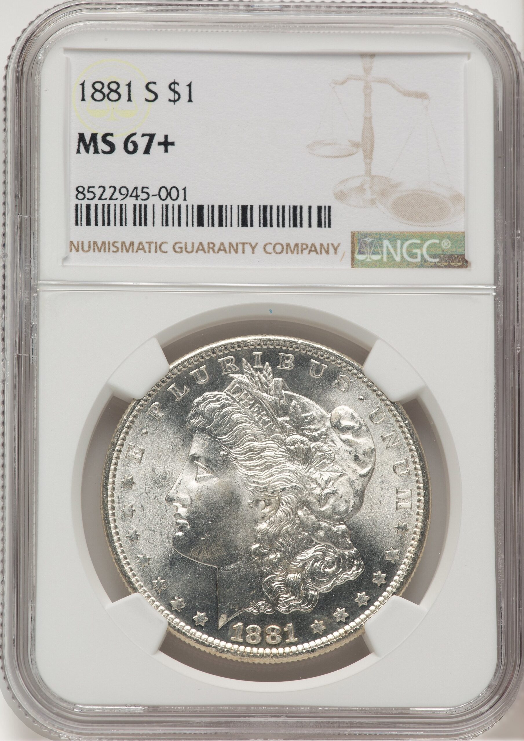 1881-S Morgan Dollar NGC MS67+ (777395005) 1881-S Morgan Dollar NGC MS67+ (777395005)