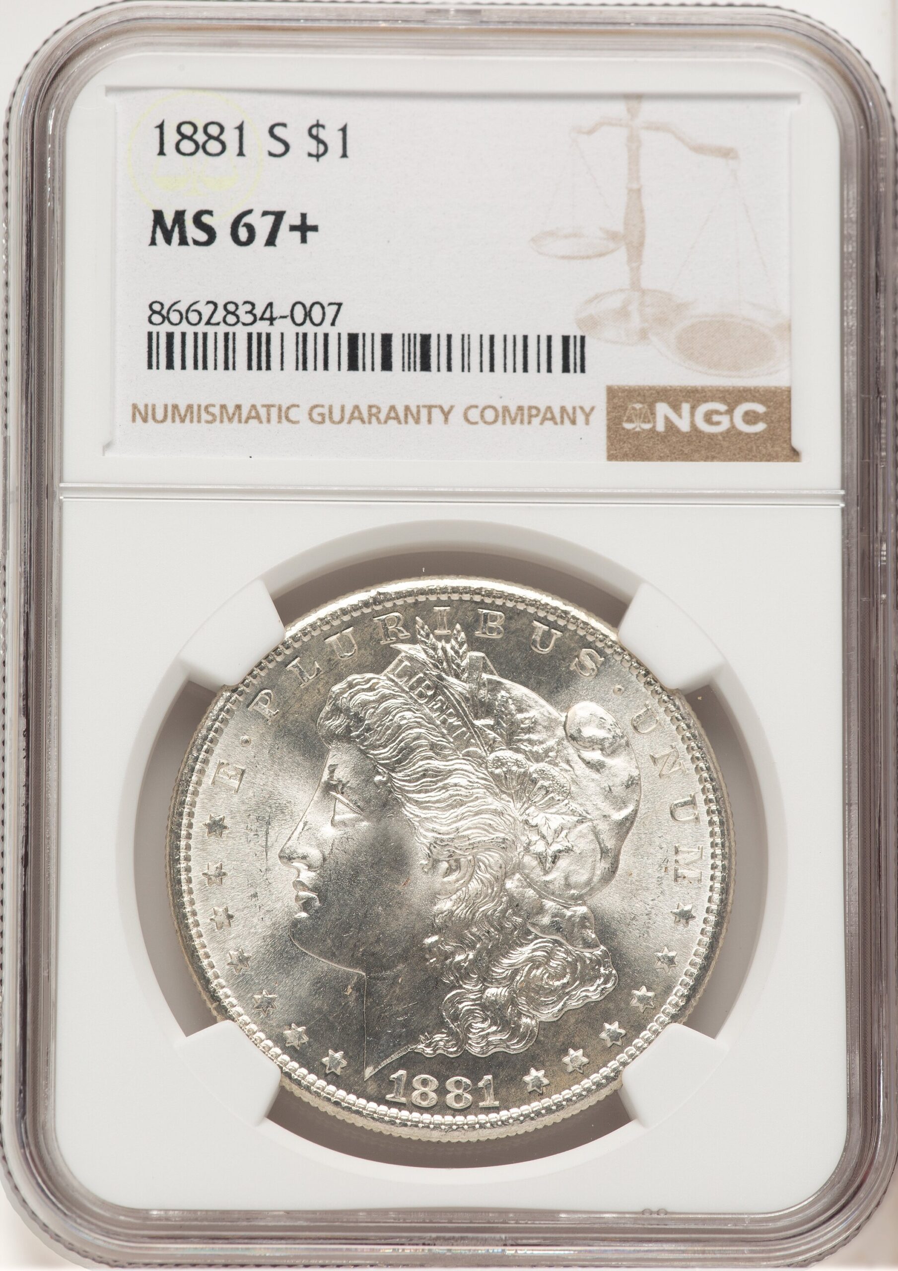 1881-S Morgan Dollar NGC MS67+ (778956066) 1881-S Morgan Dollar NGC MS67+ (778956066)