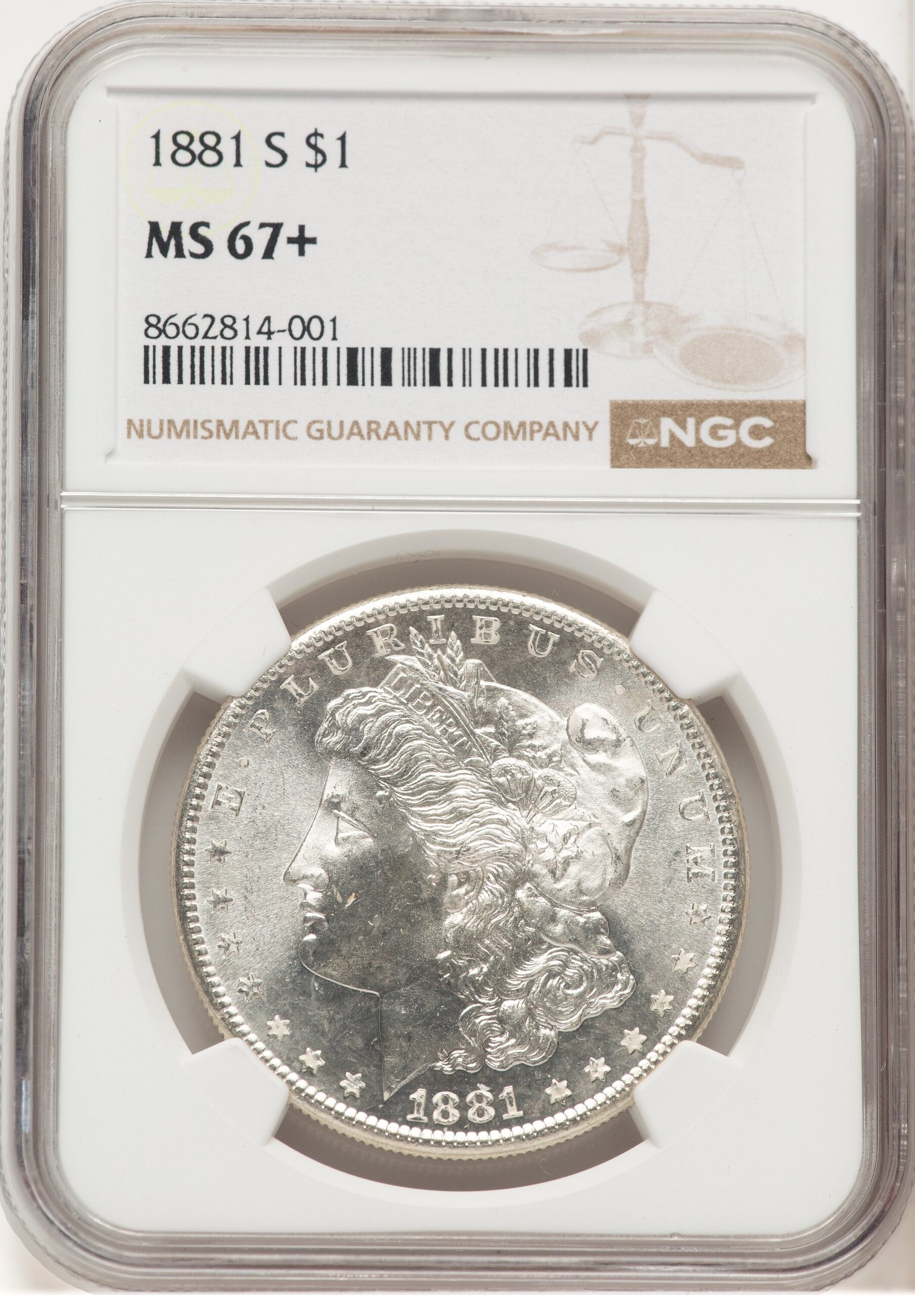 1881-S Morgan Dollar NGC MS67+ (779283002) 1881-S Morgan Dollar NGC MS67+ (779283002)