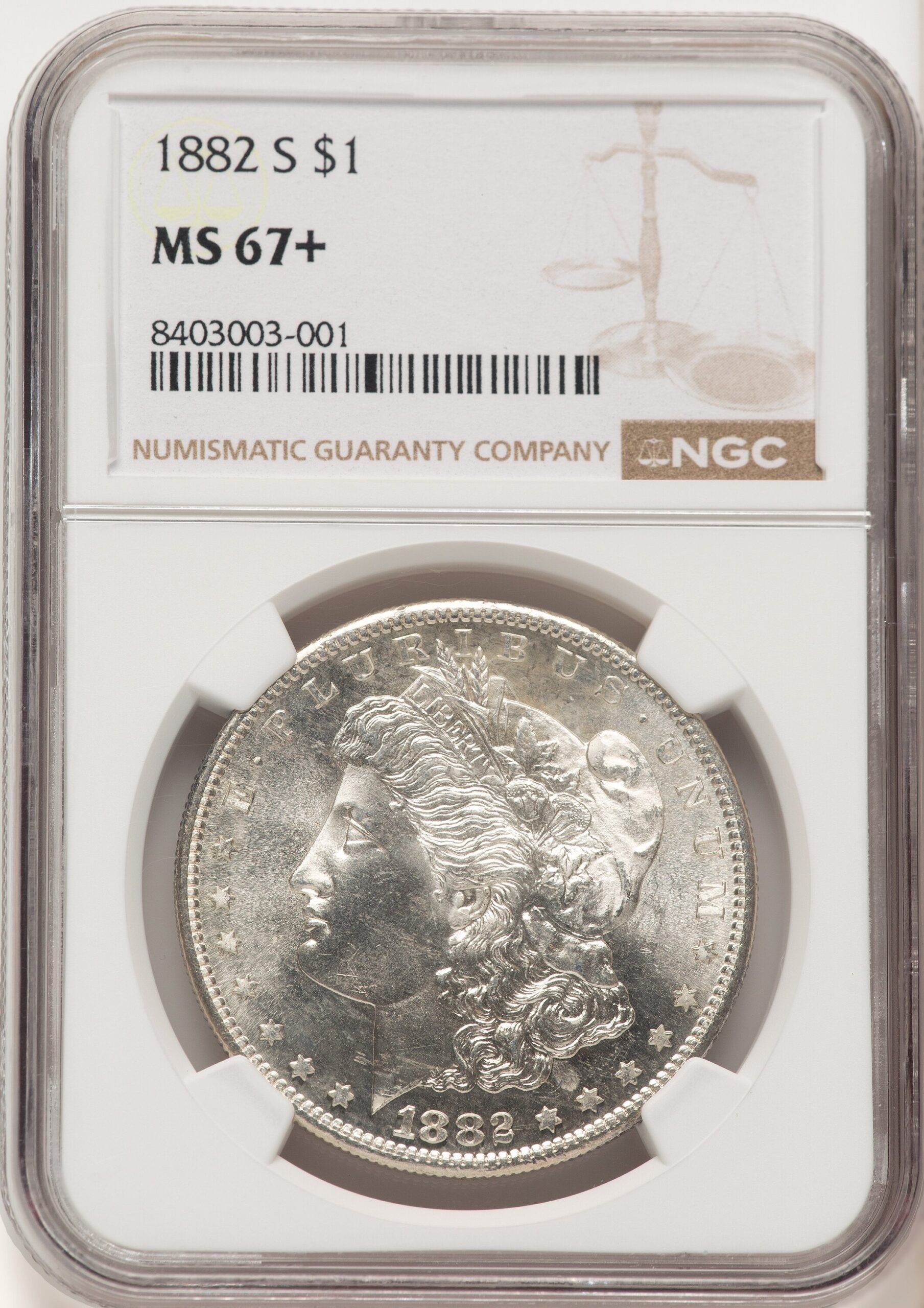 1882-S Morgan Dollar NGC MS67+ (780787001) 1882-S Morgan Dollar NGC MS67+ (780787001)