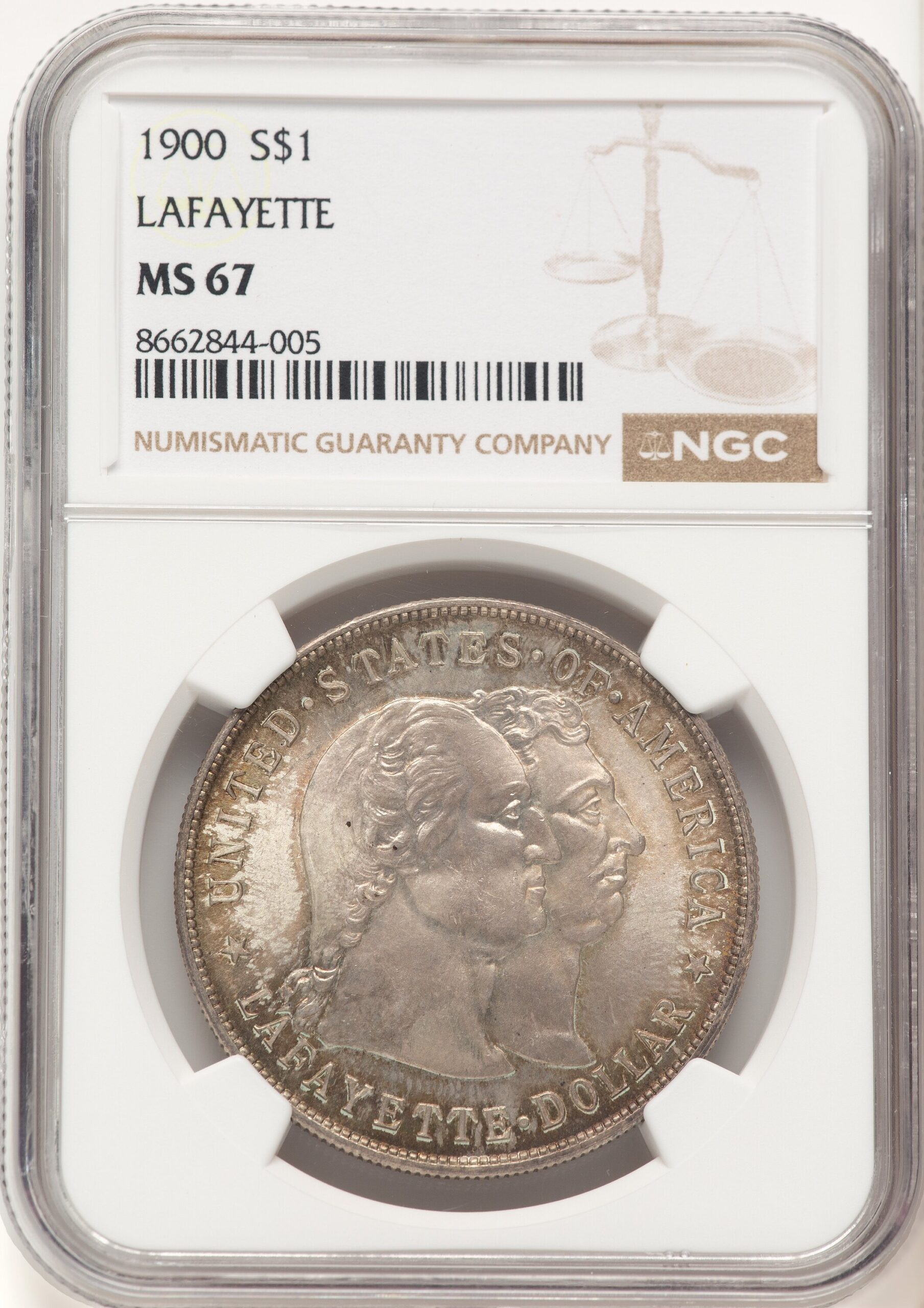 1900 Lafayette Dollar Commemorative Silver NGC MS67 1900 Lafayette Dollar Commemorative Silver NGC MS67