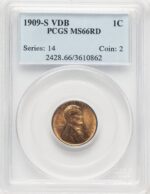 1909-S 1C VDB RD Lincoln Cent PCGS MS66
