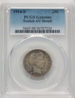 1914-S 25C Barber Quarter Genuine PCGS AU50