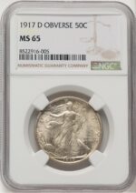 1917-D 50C OBVERSE Walking Liberty Half Dollar NGC MS65