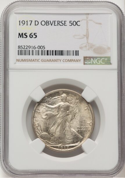 1917-D 50C OBVERSE Walking Liberty Half Dollar NGC MS65