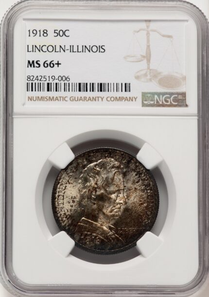 1918 50C Lincoln Commemorative Silver NGC MS66+