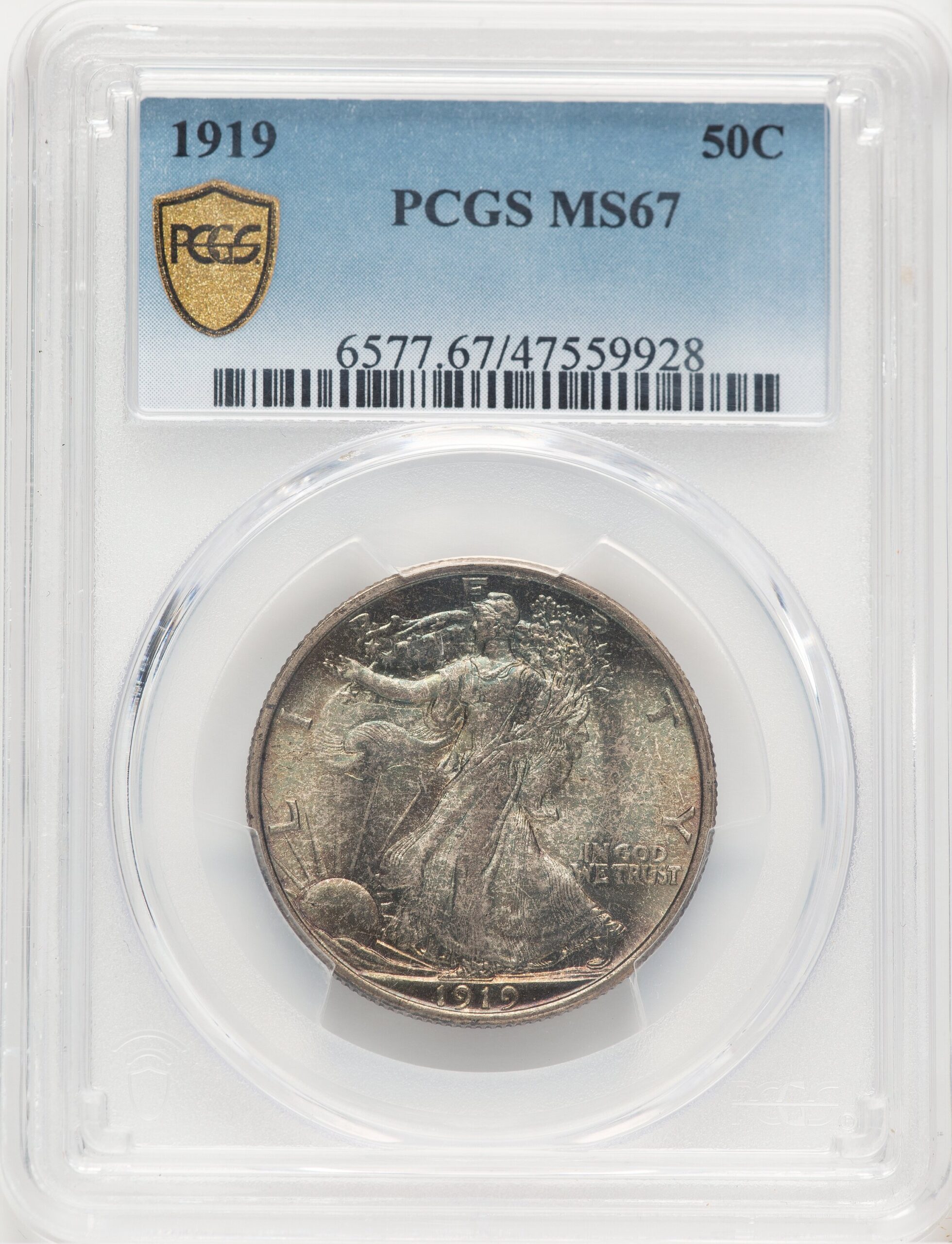 1919 50C Walking Liberty Half Dollar PCGS MS67 1919 50C Walking Liberty Half Dollar PCGS MS67