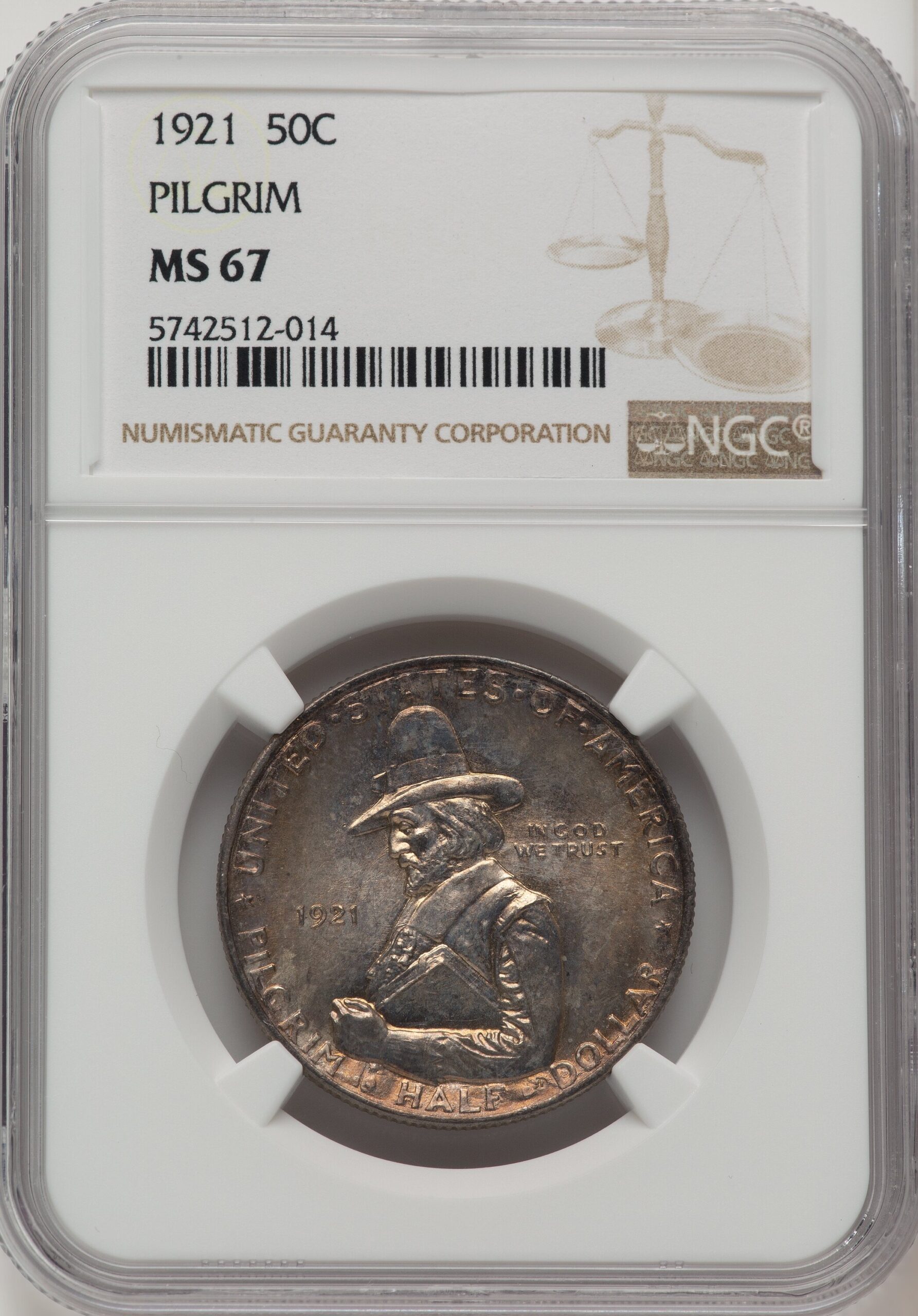 1921 50C Pilgrim Commemorative Silver NGC MS67 (773878010) 1921 50C Pilgrim Commemorative Silver NGC MS67 (773878010)