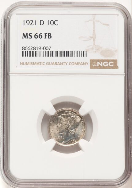 1921-D 10C FB Mercury Dime NGC MS66