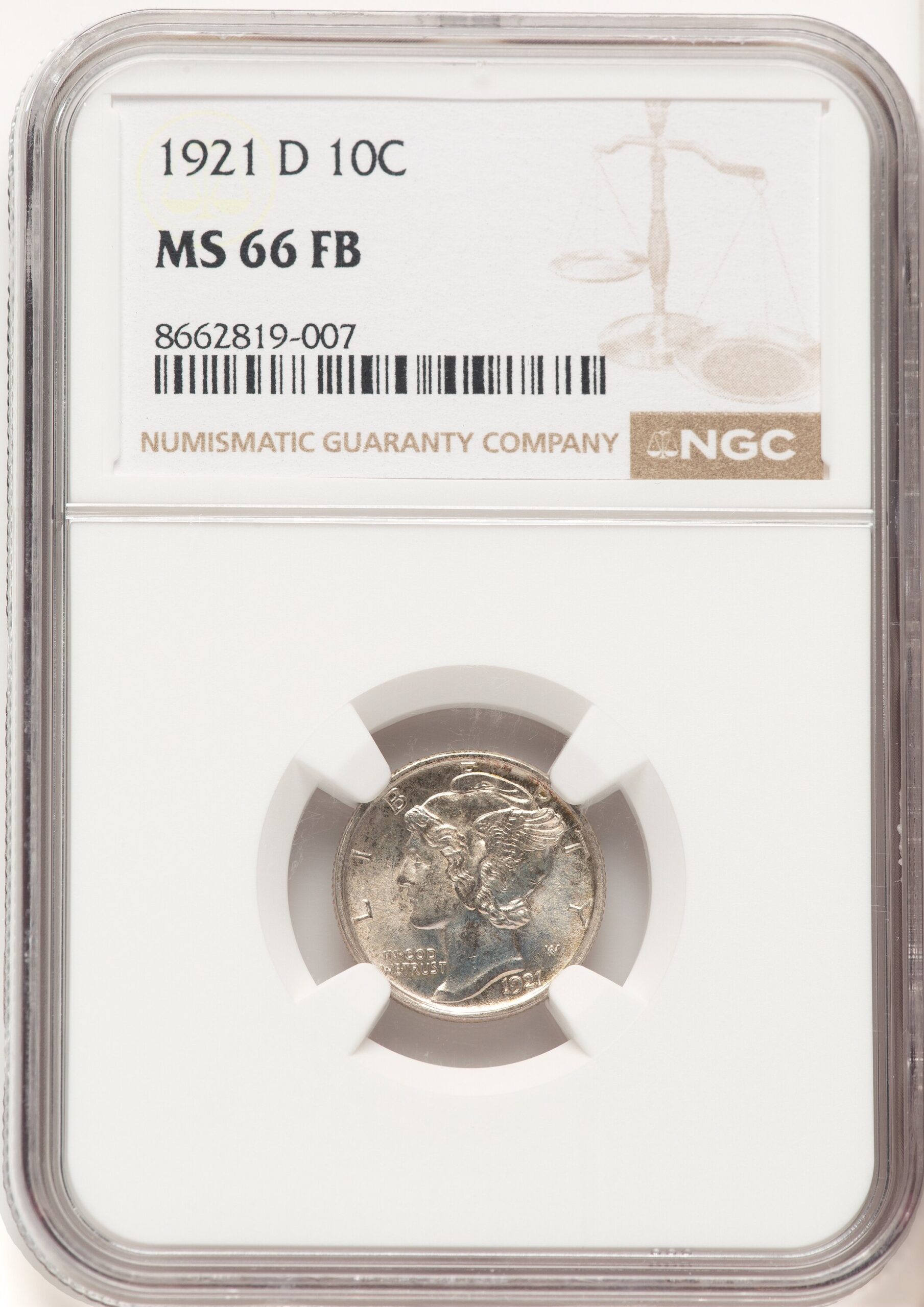 1921-D 10C FB Mercury Dime NGC MS66 1921-D 10C FB Mercury Dime NGC MS66