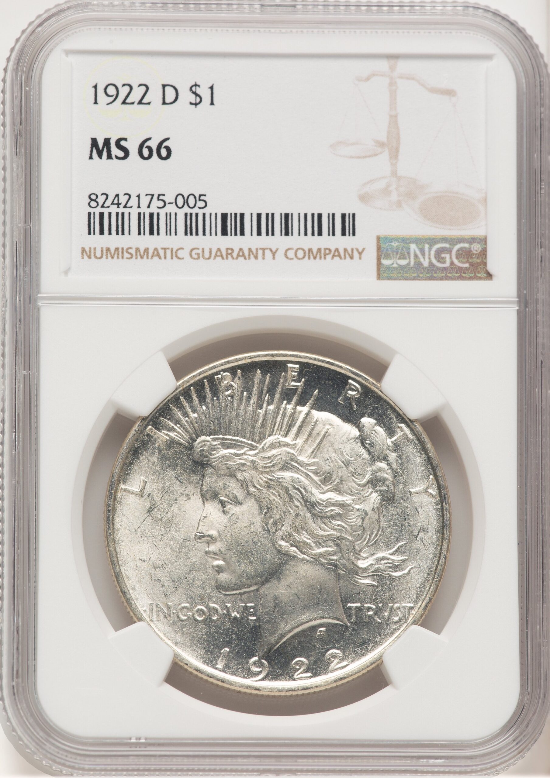 1922-D Peace Dollar NGC MS66 (779282009) 1922-D Peace Dollar NGC MS66 (779282009)