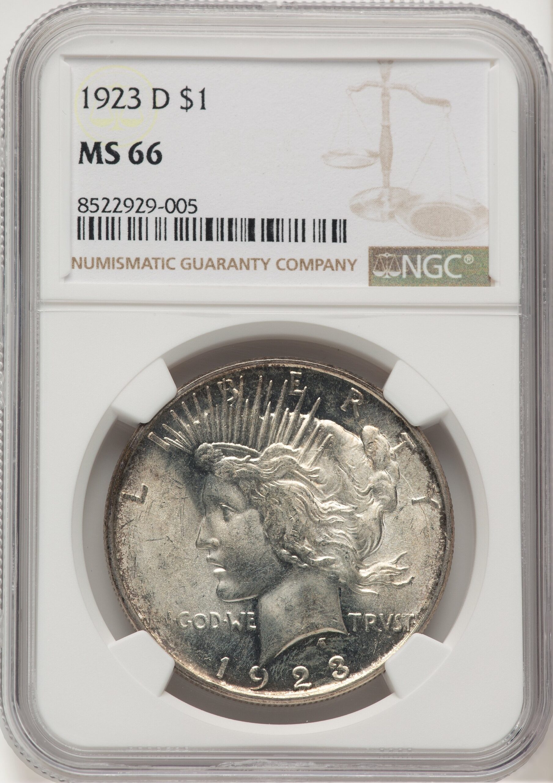 1923-D Peace Dollar NGC MS66 1923-D Peace Dollar NGC MS66