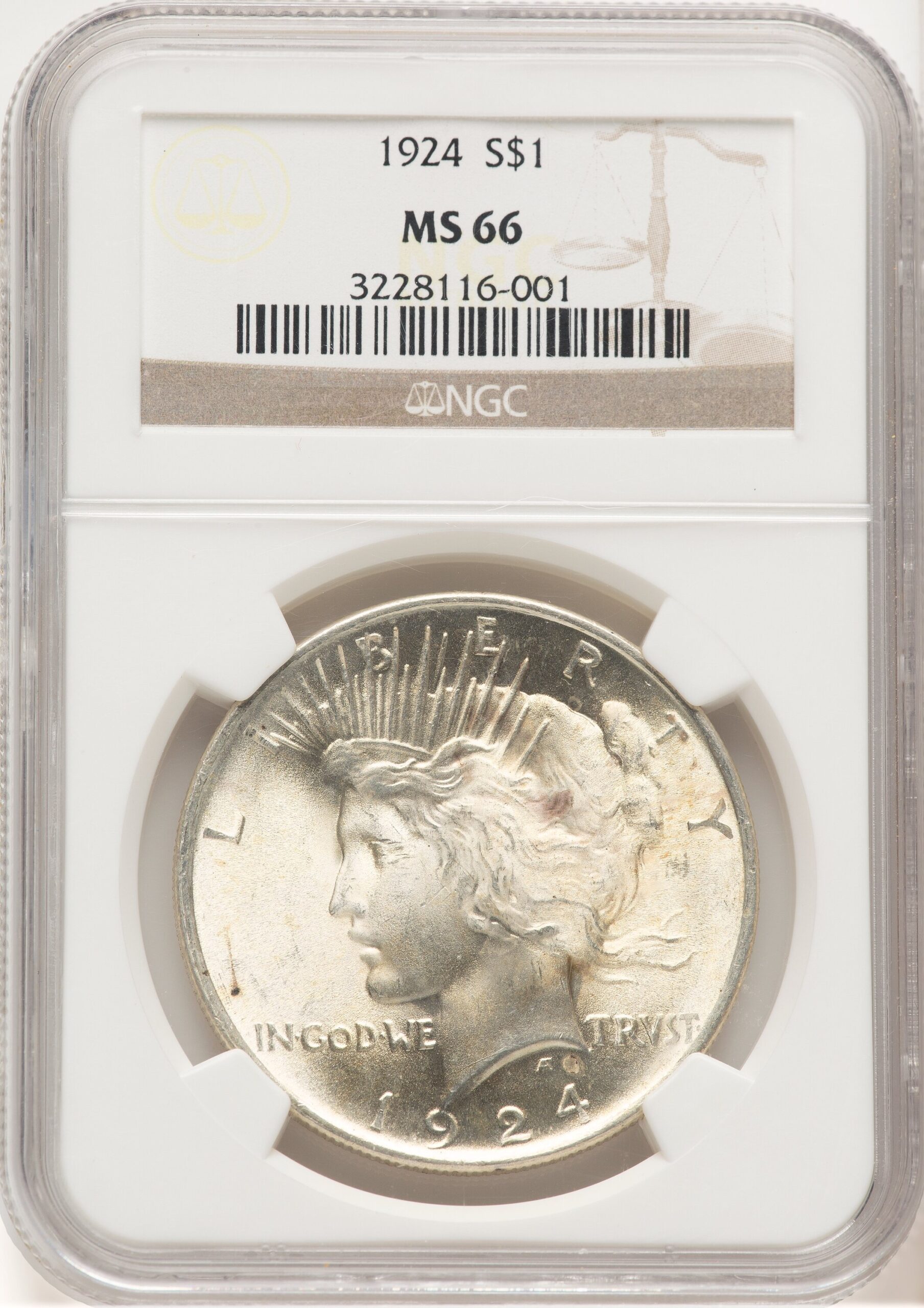 1924 Peace Dollar NGC MS66 (779791006) 1924 Peace Dollar NGC MS66 (779791006)