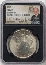1925 $1 Mike Castle Blk Core Franklin Series Peace Dollar NGC MS67 (765292012)