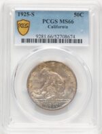 1925-S 50C California Commemorative Silver PCGS MS66