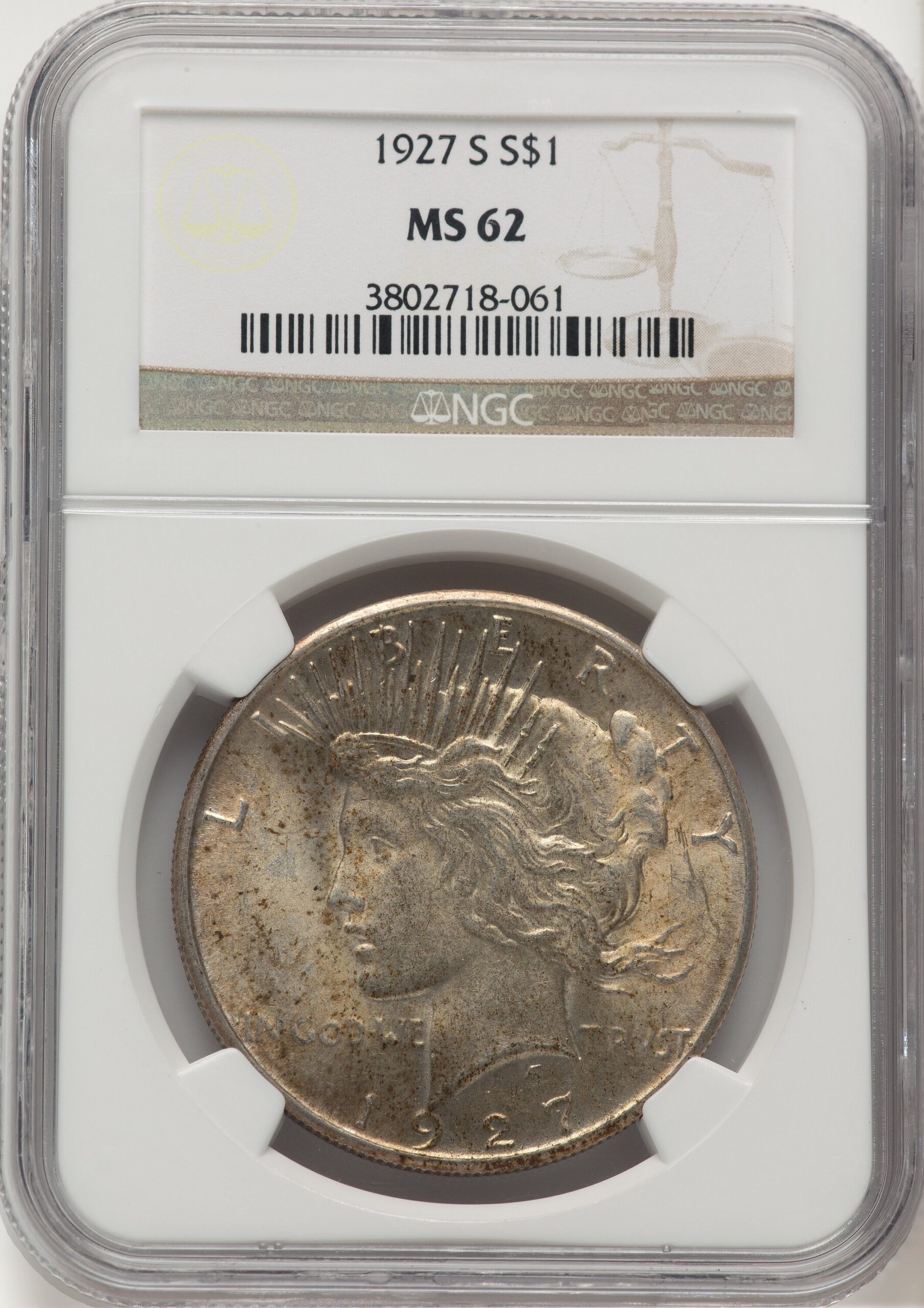 1927-S Peace Dollar NGC MS62 1927-S Peace Dollar NGC MS62