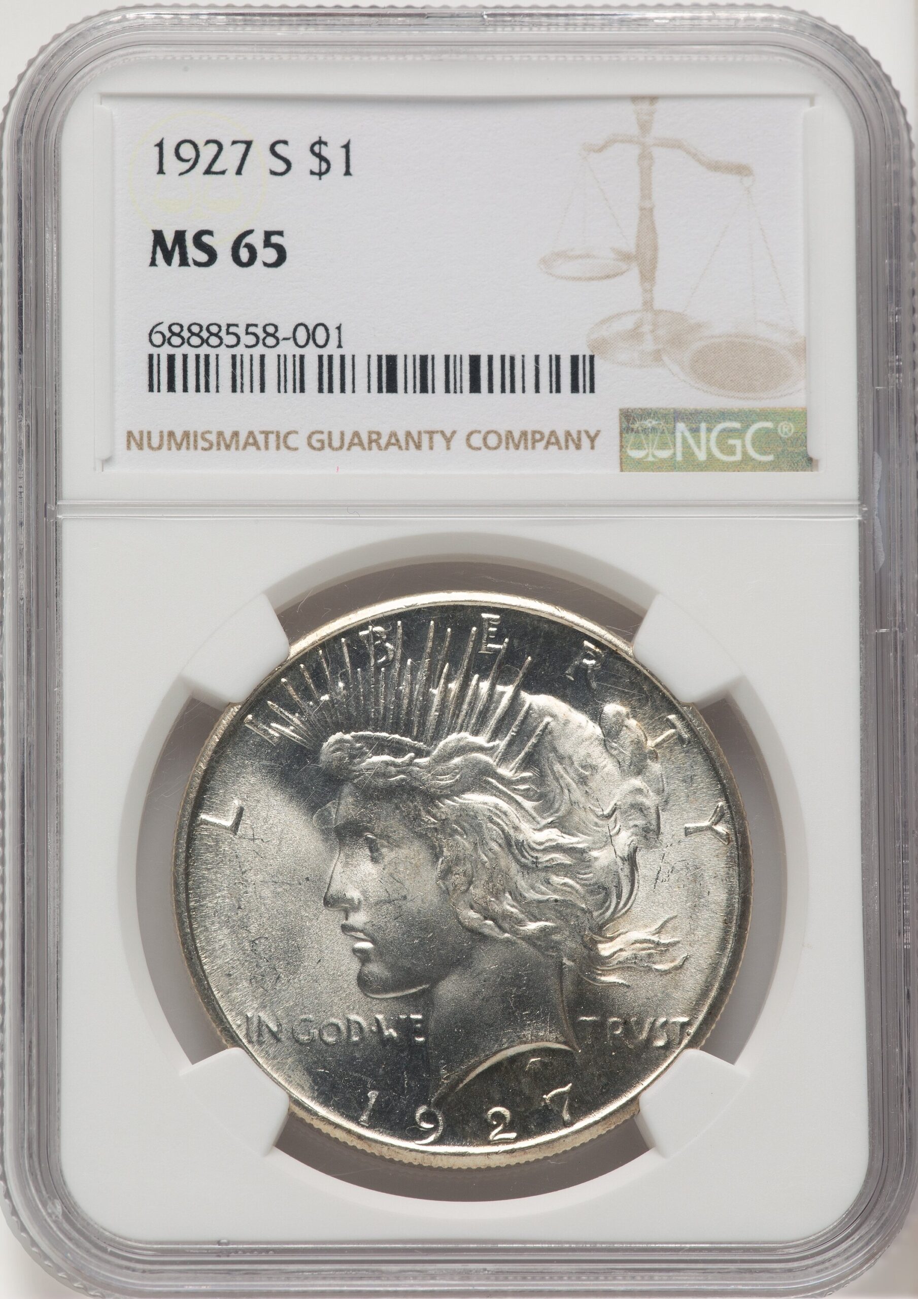 1927-S Peace Dollar NGC MS65 (776659003) 1927-S Peace Dollar NGC MS65 (776659003)