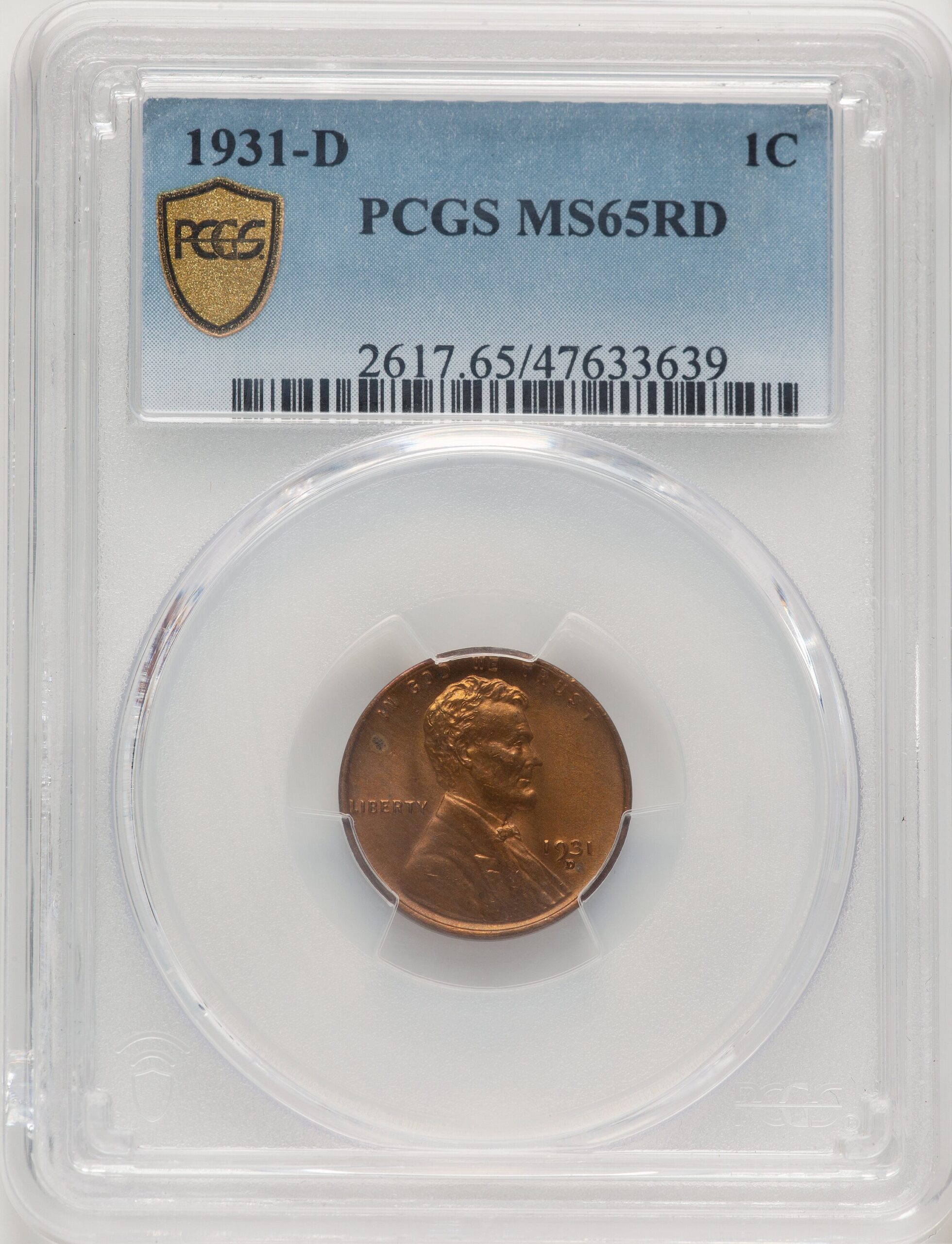 1931-D 1C RD Lincoln Cent PCGS MS65 (777581024) 1931-D 1C RD Lincoln Cent PCGS MS65 (777581024)