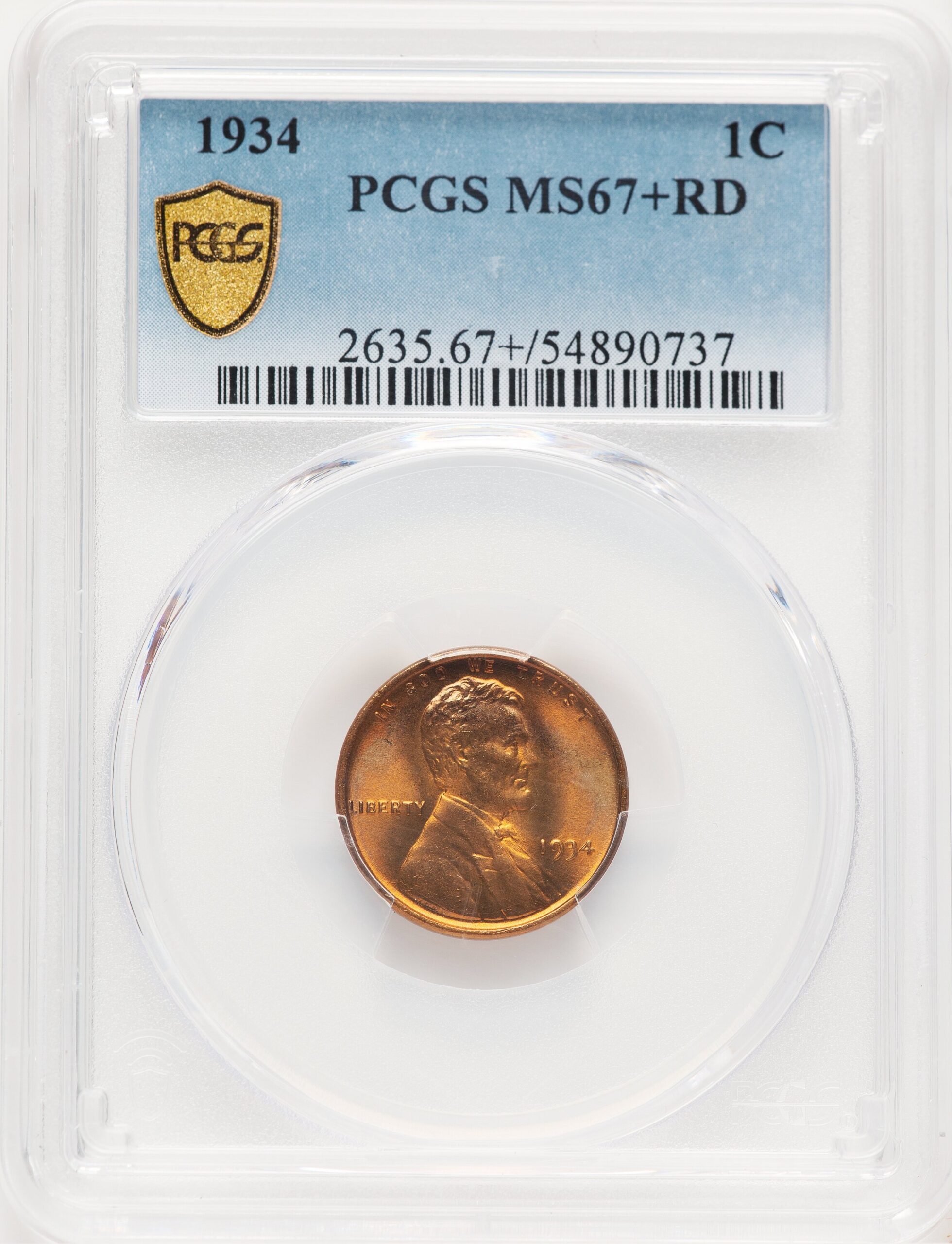 1934 1C RD Lincoln Cent PCGS MS67+ 1934 1C RD Lincoln Cent PCGS MS67+