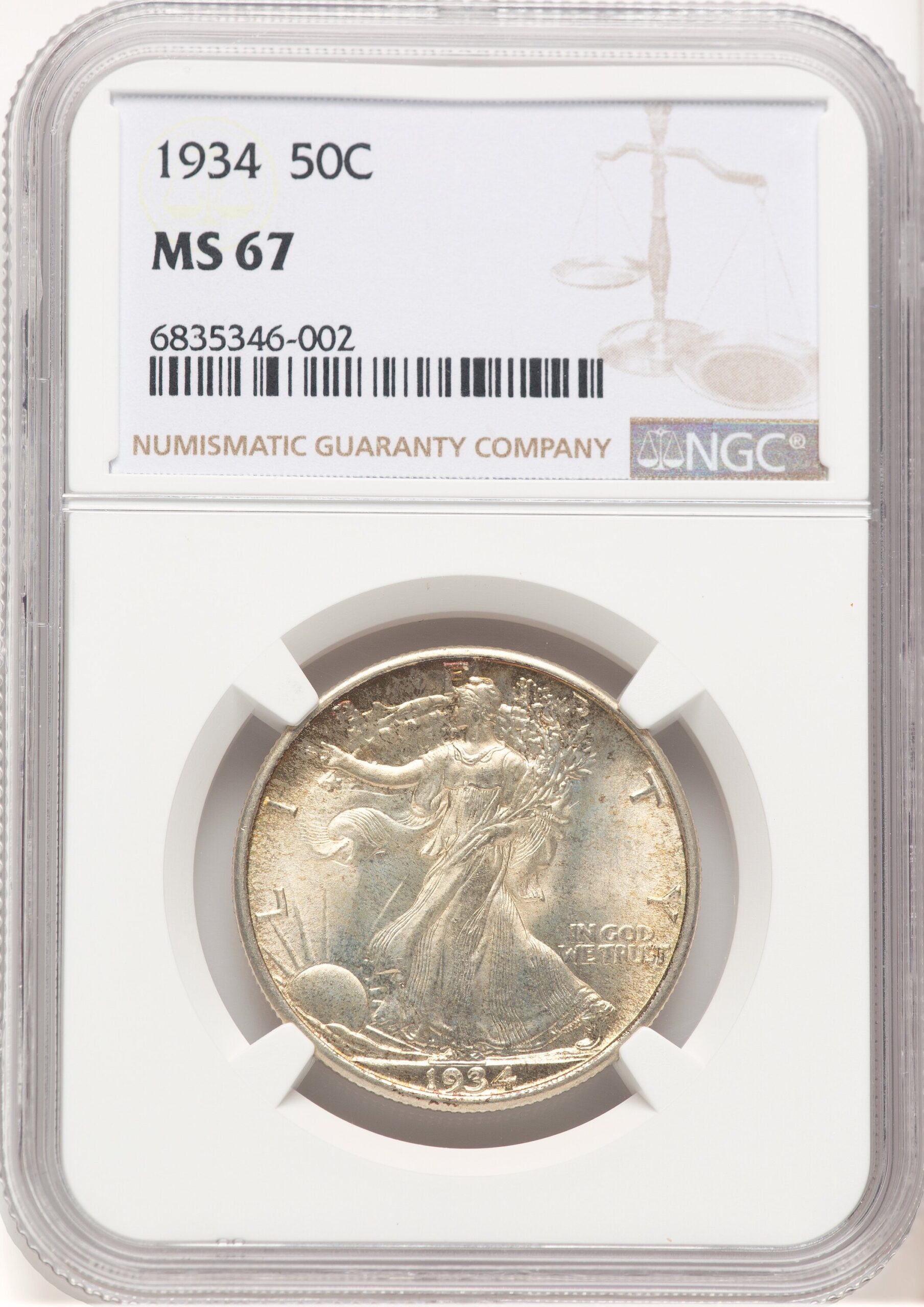 1934 50C Walking Liberty Half Dollar NGC MS67 (779279005) 1934 50C Walking Liberty Half Dollar NGC MS67 (779279005)