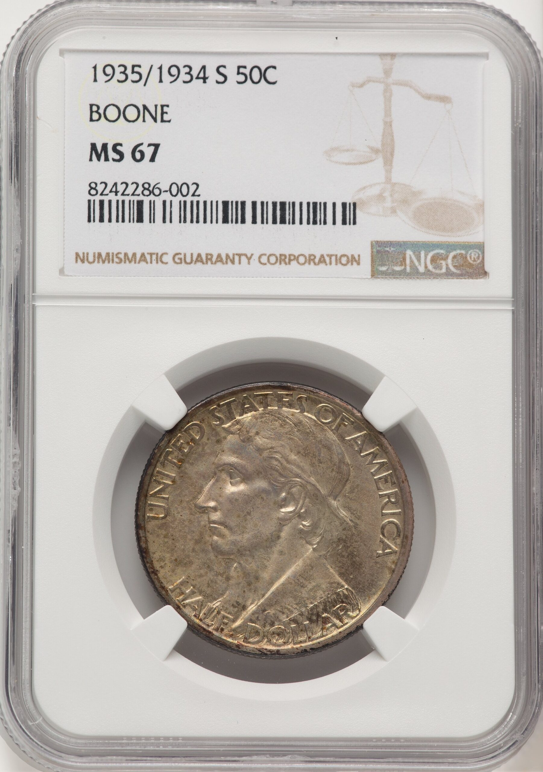 1935/34-S 50C Boone Commemorative Silver NGC MS67 (773673036) 1935/34-S 50C Boone Commemorative Silver NGC MS67 (773673036)