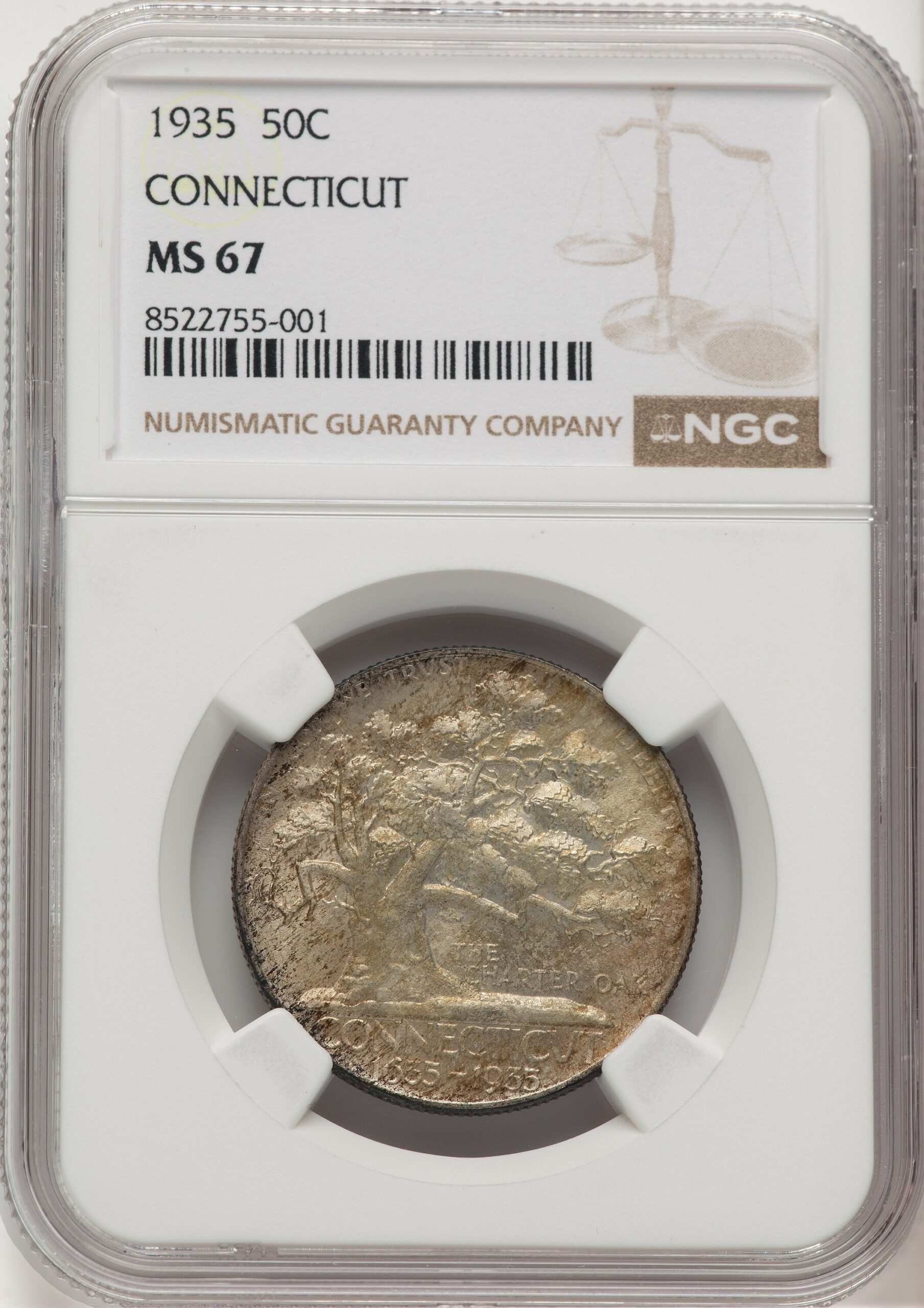 1935 50C Connecticut Commemorative Silver NGC MS67 (776347021) 1935 50C Connecticut Commemorative Silver NGC MS67 (776347021)