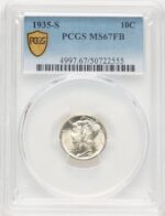 1935-S 10C FB Mercury Dime PCGS MS67 (779691006)