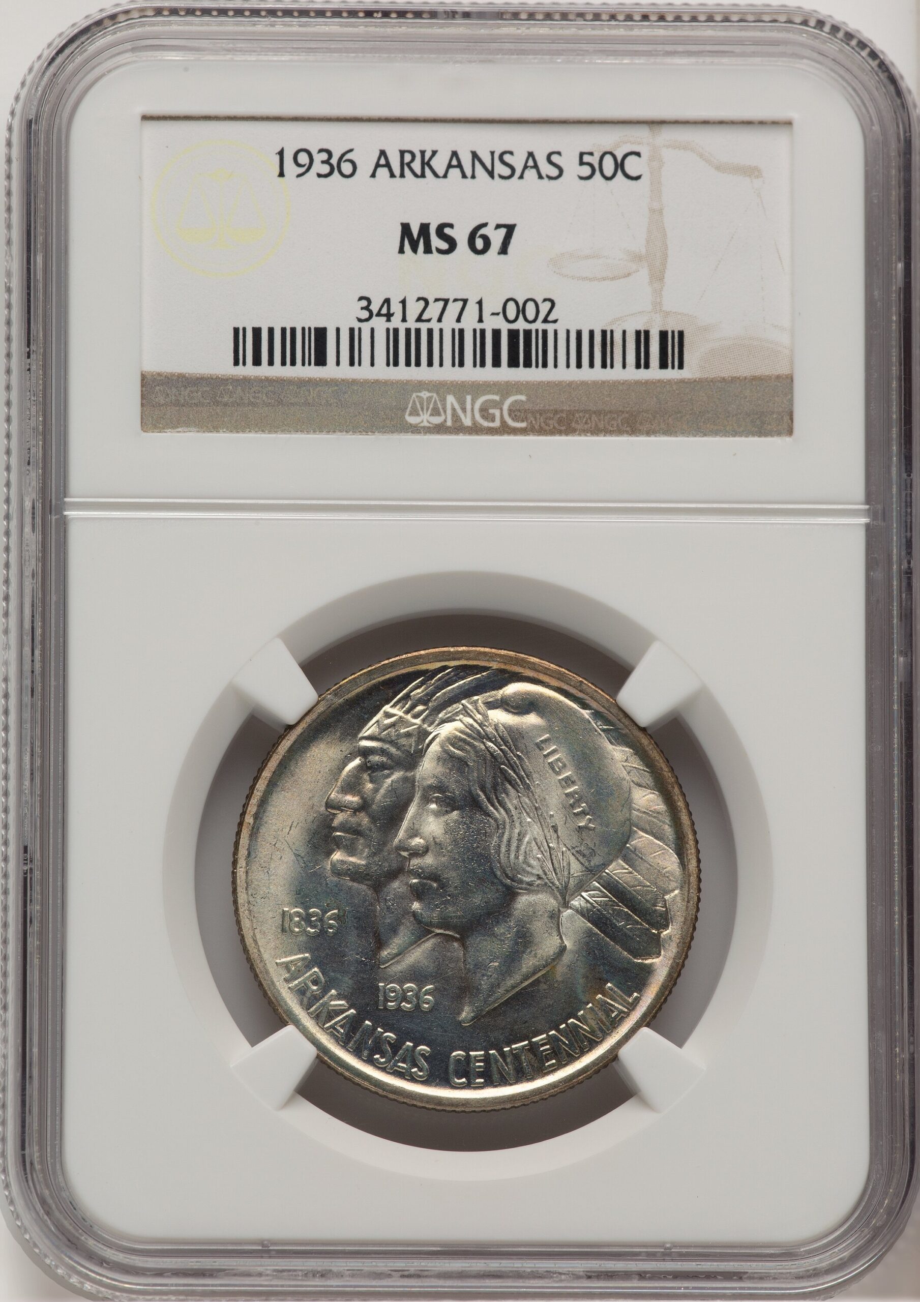 1936 50C Arkansas Commemorative Silver NGC MS67 (778276003) 1936 50C Arkansas Commemorative Silver NGC MS67 (778276003)