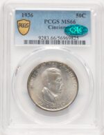 1936 50C Cincinnati CAC Commemorative Silver PCGS MS66