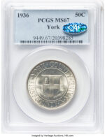 1936 50C York CAC Commemorative Silver PCGS MS67
