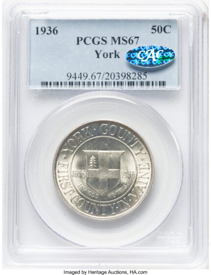 1936 50C York CAC Commemorative Silver PCGS MS67