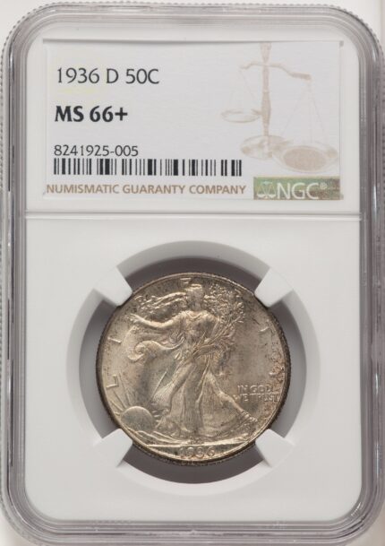 1936-D 50C Walking Liberty Half Dollar NGC MS66+ (520180009)