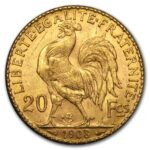 France 20 Francs Gold French Rooster Coin 1899-1914 AU