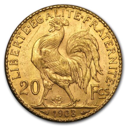 France 20 Francs Gold French Rooster Coin 1899-1914 AU